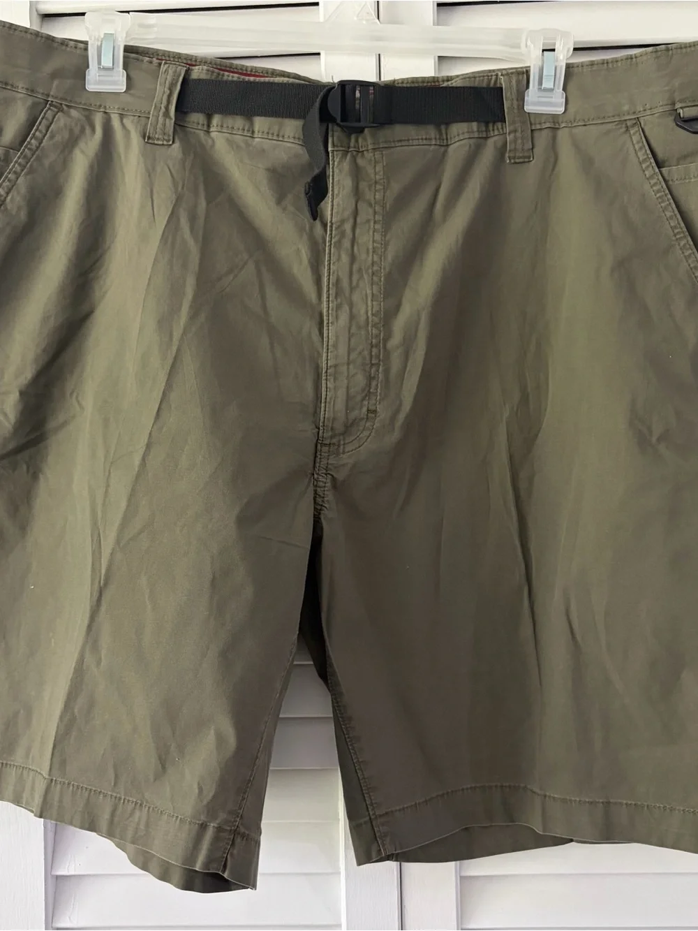 Wrangler Olive Green Hybrid Shorts with Webbing Belt